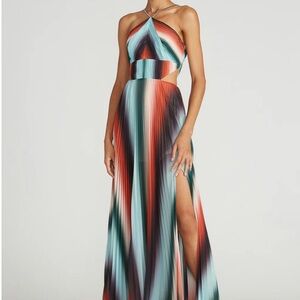 AMUR Janet Gown in Auburn Vintage Stripe